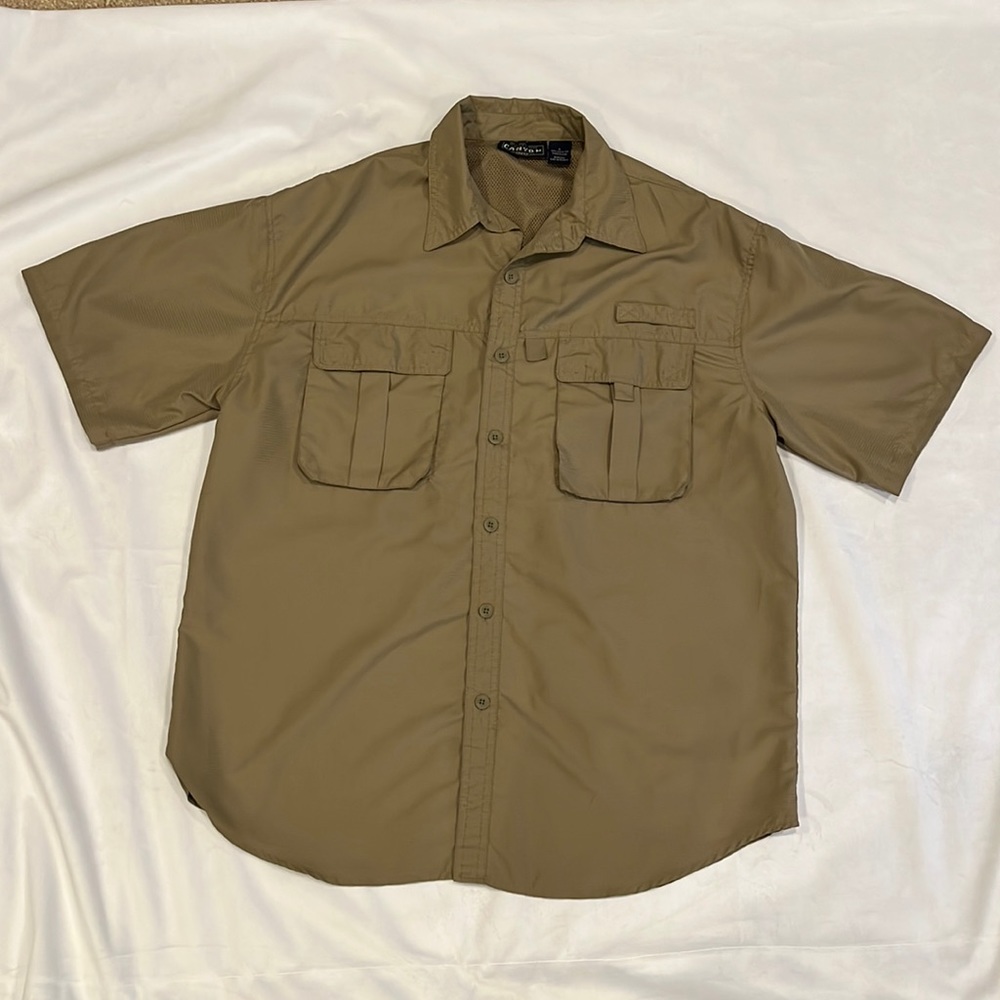 Men’s Canyon Creek Button Down Fishing Shirt, Short Sleeve, Large
